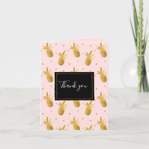 Chic rosa guld Ananas och prickar tack Kort