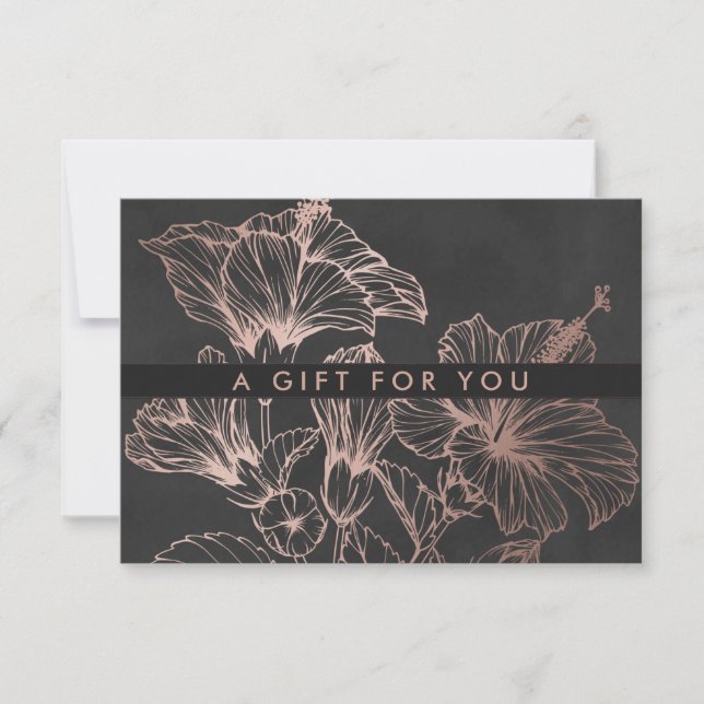 Chic Rosa Guld Blommig | Presentkort (Framsida)