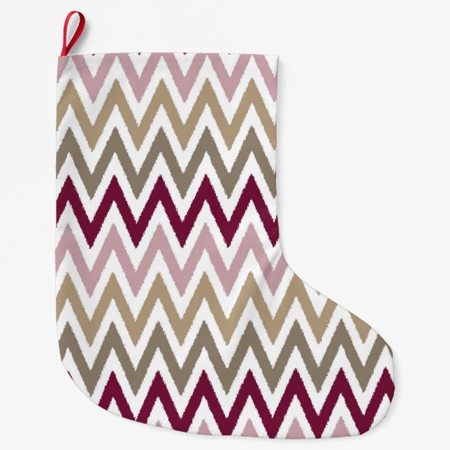 Chic Rosa Guld Chevron Stor Julstrumpa (Framsidan)