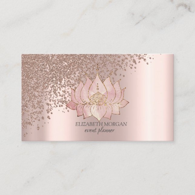 Chic Rosa Guld Diamanter Lotus Visitkort (Framsida)