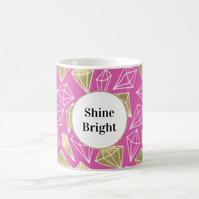 Chic Rosa Guld Diamonds Glitter Kaffemugg (Center)
