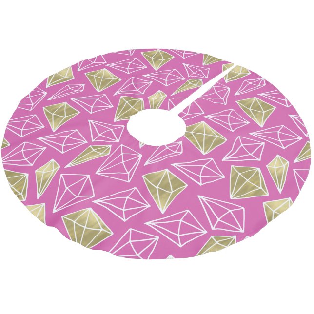 Chic Rosa Guld Diamonds jul Julgransmatta Borstad Polyester (Vinklad)