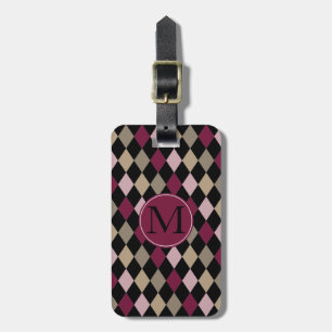 Chic Rosa Guld Diamonds Monogram Bagagebricka