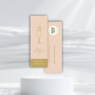 Chic Rosa Guld Event Logotyp Free Drink Voucher Mini Visitkort