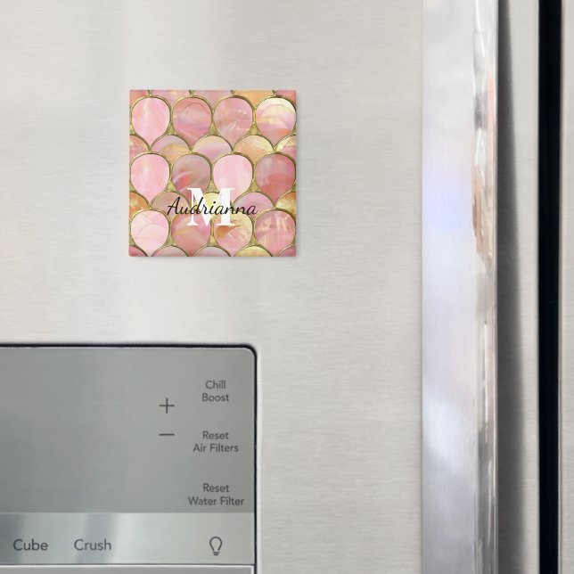 Chic Rosa Guld Glam Circles Magnet (In Situ (Fridge))