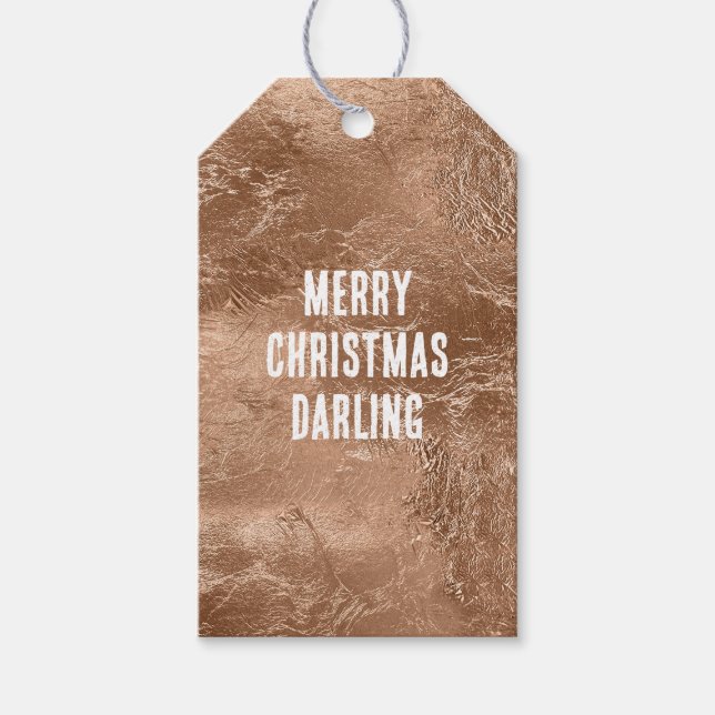 Chic Rosa Guld Glam Glittrig Glitter Presentetikett (Framsidan)