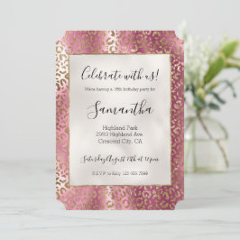 Chic Rosa Guld Glam Leopard Skriv ut Inbjudningar