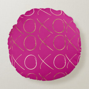 Chic Rosa Guld Glam XOXO Rund Kudde
