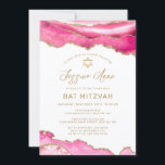 Chic Rosa Guld Glitter Agate Bat mitzvah Inbjudningar<br><div class="desc">Modern rosa och faux guld glitter agerade med en guld-stjärna av David dekorerar denna Bat mitzvah inbjudan i chic. Den här eleganten har en överkant gräns av rosa marmor agate accentuerad med faux guld glitter. Dina uppgifter om firande kan vara personlig i en modern faux-guld-skriptkalligrafi. Kortets baksida har en matchande...</div>