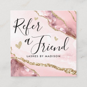Chic Rosa Guld Glitter Agate hänvisar till en vän Rabattkort