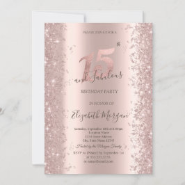 Chic Rosa Guld Glitter Diamanter 15-årsdag Inbjudningar