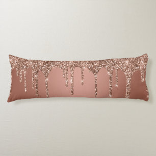 Chic Rosa Guld Glitter Gnistrande Droppar Kroppskudde