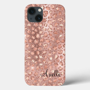 Chic rosa guld glitter leopard