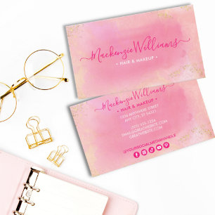 Chic Rosa Guld Glitter Marble Monogram Trendig Visitkort