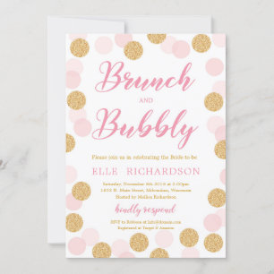 Chic Rosa guld glitter polka prick brunch och bubb Inbjudningar