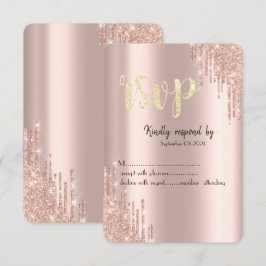 Chic Rosa Guld Glitterdropar RSVP Inbjudningar