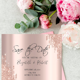 Chic Rosa Guld Glitterdroppar Spara Datumet