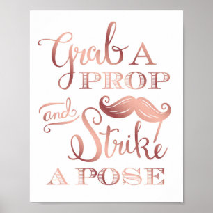 Chic Rosa Guld GRAB A PROP Foto Skylt Tryck