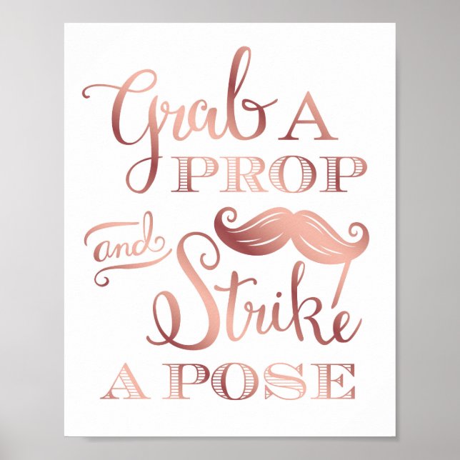 Chic Rosa Guld GRAB A PROP Foto Skylt Tryck (Framsidan)