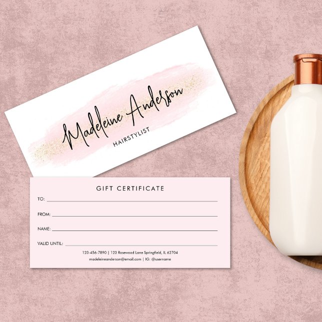 Chic  Rosa Guld Hair stylist Gift Certificate (Skapare uppladdad)