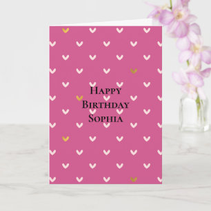 Chic Rosa Guld Hearts Birthday Kort