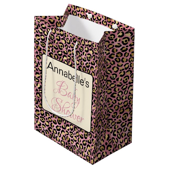 Chic Rosa Guld Leopard Mönster Baby Shower Gift (Framsidan Vinklad)