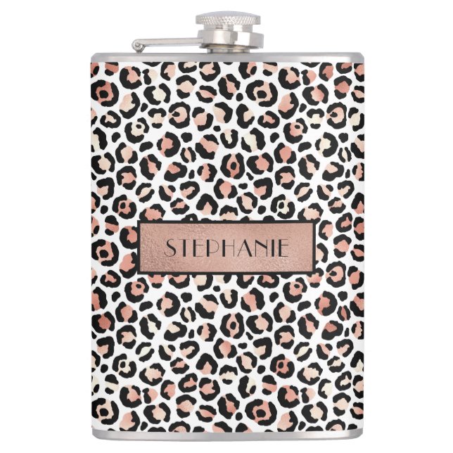 Chic Rosa Guld Leopardtryck Personlig Fickplunta (Framsidan)