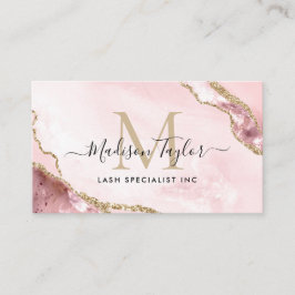 Chic  Rosa Guld marble Agate Monogram Visitkort