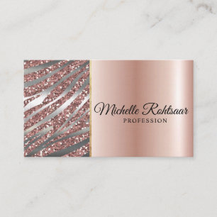 Chic Rosa Guld marble Agate Monogram Visitkort
