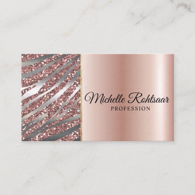 Chic  Rosa Guld marble Agate Monogram Visitkort (Framsida)