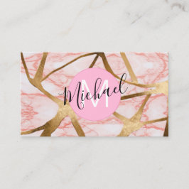 Chic  Rosa Guld marble Agate Monogram Visitkort