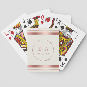 Chic Rosa Guld Monogram Bröllop Poker Spelkort