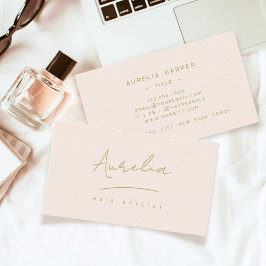 Chic  Rosa Guld Monogram Namnteckning Logotyp Visitkort