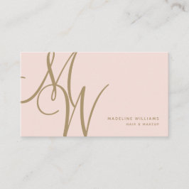 Chic  Rosa Guld Monogram Script Initialer Visitkort