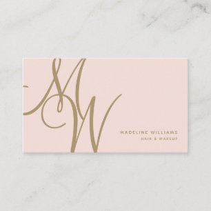 Chic Rosa Guld Monogram Script Initialer Visitkort