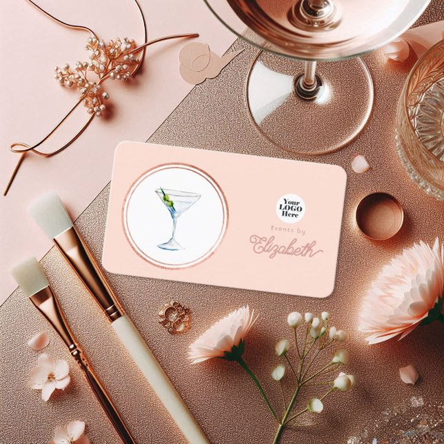 Chic Rosa Guld och Blush Rosa Evenemangsplanerare Visitkort (Chic Rose Gold and Blush Pink Event Planner Business Card)