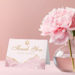 Chic Rosa Guld Personlig Bat mitzvah Tack Kort<br><div class="desc">Chicens rosa och guld agate dekorerar sidan av detta moderna Bat mitzvah tackkort. Mazel Tov! Anpassa med ditt namn under David Star. Perfekt söt kort för en chic,  snyggt judisk familj som firar en flicka som kallas till Torah.</div>