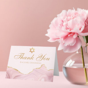 Chic Rosa Guld Personlig Bat mitzvah Tack Kort