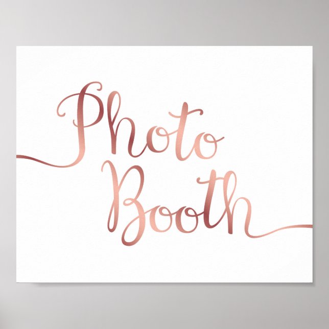 Chic Rosa Guld PHOTO BOOTH Skylt Print (Framsidan)