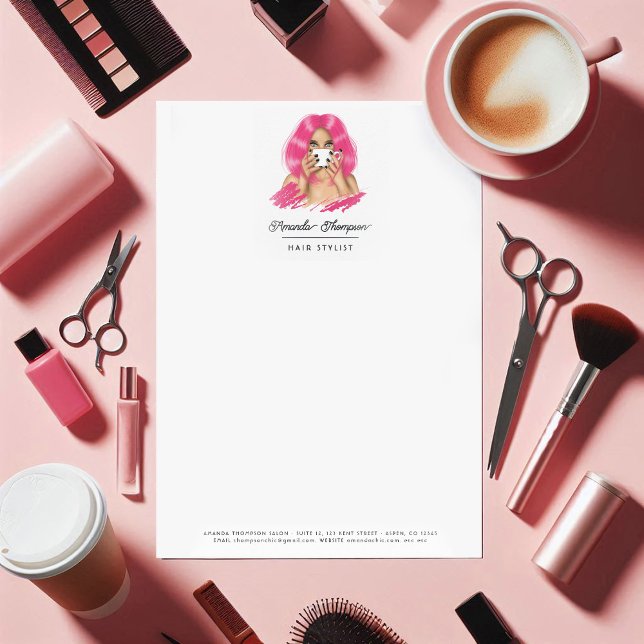 Chic Rosa Hair Salon Brevhuvud (Chic Pink Hair Salon Letterhead)