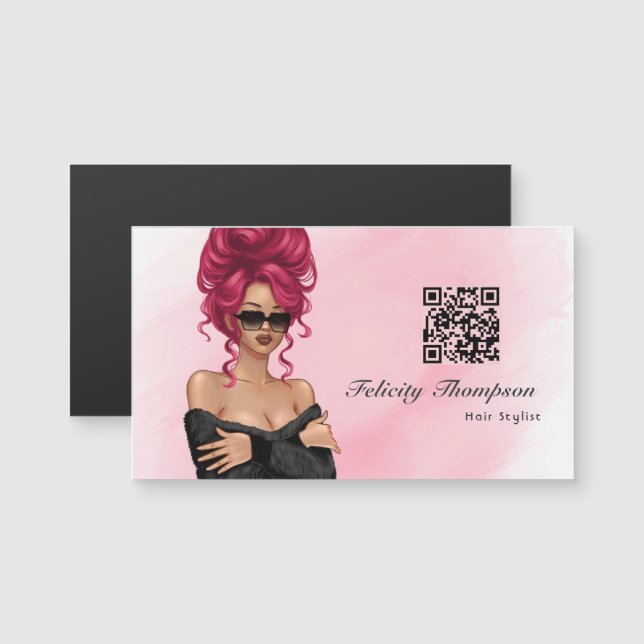 Chic Rosa Hair Stylist QR-kod (Fram/baksida)