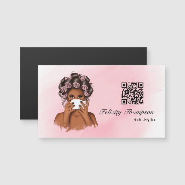 Chic Rosa Hair Stylist QR-kod (Fram/baksida)