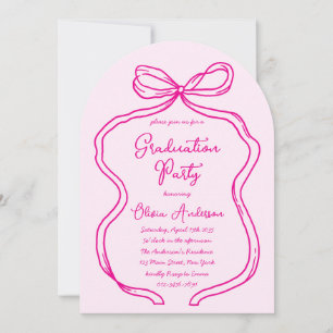 Chic Rosa Hand plockade Bow & Script Studentfest Inbjudningar
