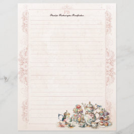 Chic Rosa High Tea Party Monogram Lintrad statione