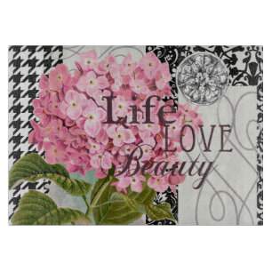 Chic Rosa Hydrangea Kollaas Vintage Damask Konst
