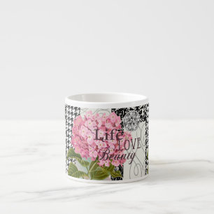 Chic Rosa Hydrangea Kollaas Vintage Damask Konst Espressomugg