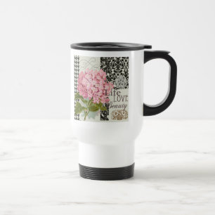 Chic Rosa Hydrangea Kollaas Vintage Damask Konst Resemugg
