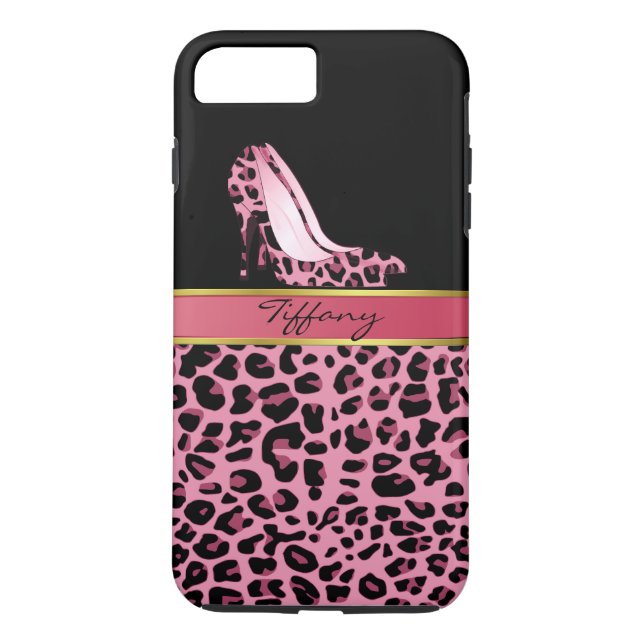 Chic Rosa Jaguar Print iPhone 7 Plus Fodral Case-Mate iPhone Skal (Baksida)