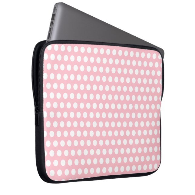 Chic Rosa Laptop sleeve med vita Polka dots (Framsidan Höger)