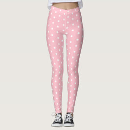Chic Rosa Leggage med Cute White Dot Mönster Leggings